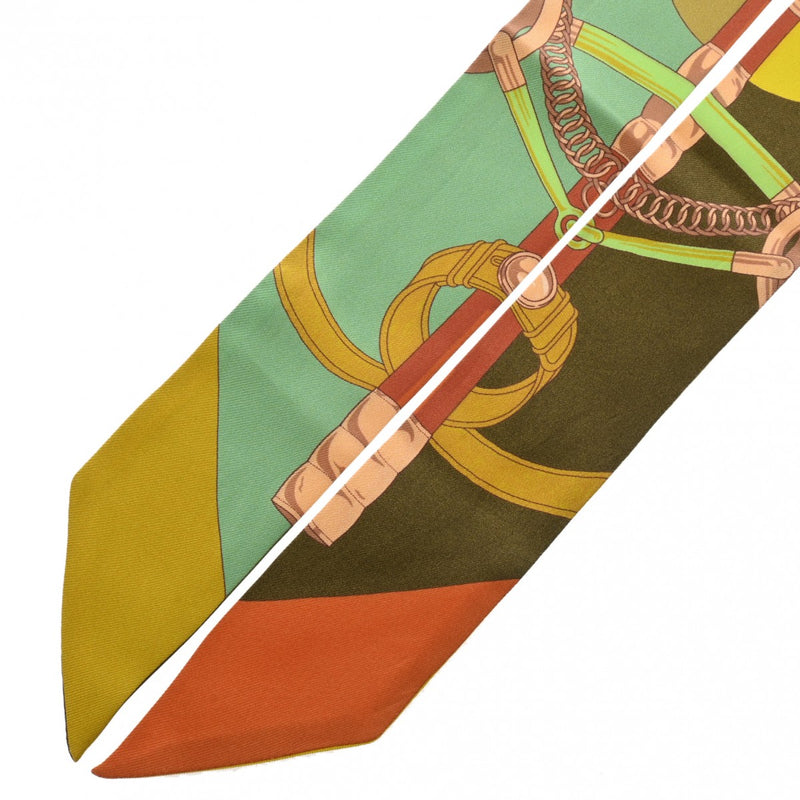 HERMES エルメス ツイリー 旧タグ グリーン レディース シルク100％ スカーフ Aランク 中古 銀蔵