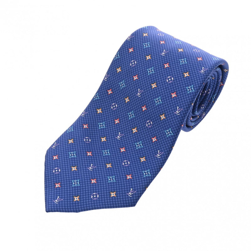 LOUIS VUITTON ルイヴィトン クラヴァット モノグラム ハーロー ブルー M76612 メンズ シルク100％ ネクタイ Aランク 中古 銀蔵