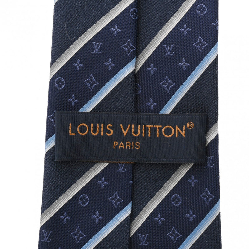 LOUIS VUITTON ルイヴィトン クラヴァット モノグラムストライピー ネイビー M73193 メンズ シルク100％ ネクタイ Bランク 中古 銀蔵