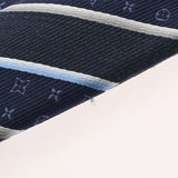 LOUIS VUITTON ルイヴィトン クラヴァット モノグラムストライピー ネイビー M73193 メンズ シルク100％ ネクタイ Bランク 中古 銀蔵