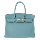 HERMES エルメス バーキン 30 ブルーアトール T刻印(2015年頃) レディース トゴ ハンドバッグ Bランク 中古 銀蔵