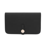 HERMES エルメス ドゴン GM ブラック B刻印(2023年頃) ユニセックス トゴ 長財布 Aランク 中古 銀蔵