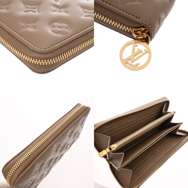 LOUIS VUITTON ルイヴィトン モノグラムアンプラント バイカラー ジッピーウォレット トープ M80481 レディース ラムレザー 長財布 Aランク 中古 銀蔵