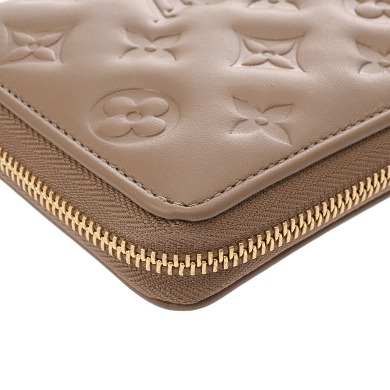 LOUIS VUITTON ルイヴィトン モノグラムアンプラント バイカラー ジッピーウォレット トープ M80481 レディース ラムレザー 長財布 Aランク 中古 銀蔵