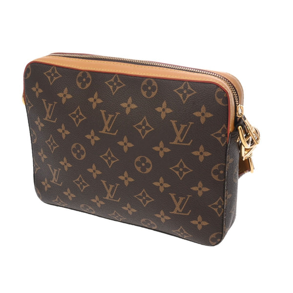 LOUIS VUITTON ルイヴィトン モノグラム ストライプ トリオメッセンジャー NIGOコラボ ブラウン M45965 レディース モノグラムキャンバス ショルダーバッグ ABランク 中古 銀蔵