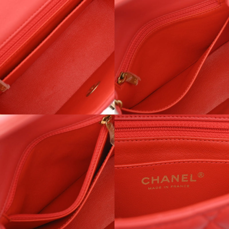 CHANEL シャネル ミニチェーンショルダー 17cm レッド A35200 レディース ラムスキン ショルダーバッグ ABランク 中古 銀蔵