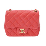 CHANEL シャネル ミニチェーンショルダー 17cm レッド A35200 レディース ラムスキン ショルダーバッグ ABランク 中古 銀蔵