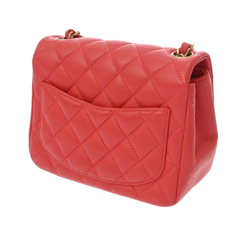 CHANEL シャネル ミニチェーンショルダー 17cm レッド A35200 レディース ラムスキン ショルダーバッグ ABランク 中古 銀蔵