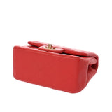 CHANEL シャネル ミニチェーンショルダー 17cm レッド A35200 レディース ラムスキン ショルダーバッグ ABランク 中古 銀蔵