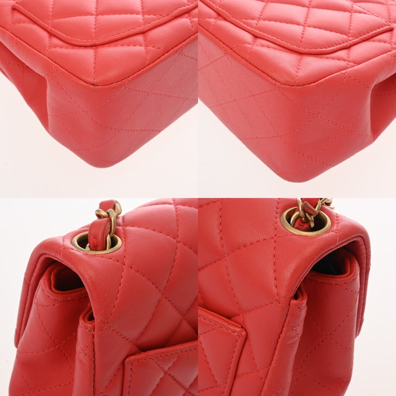 CHANEL シャネル ミニチェーンショルダー 17cm レッド A35200 レディース ラムスキン ショルダーバッグ ABランク 中古 銀蔵