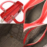 CHRISTIAN DIOR クリスチャンディオール レディディオール ミディアム レッド レディース エナメル ハンドバッグ ABランク 中古 銀蔵