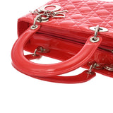 CHRISTIAN DIOR クリスチャンディオール レディディオール ミディアム レッド レディース エナメル ハンドバッグ ABランク 中古 銀蔵