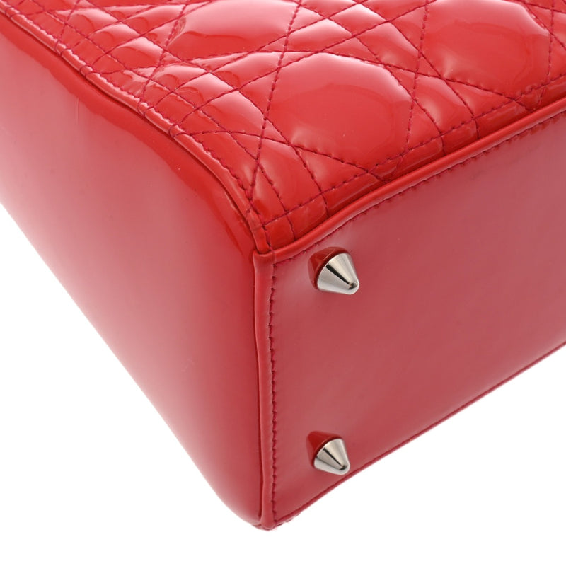 CHRISTIAN DIOR クリスチャンディオール レディディオール ミディアム レッド レディース エナメル ハンドバッグ ABランク 中古 銀蔵