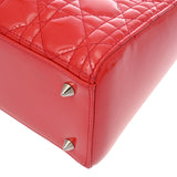 CHRISTIAN DIOR クリスチャンディオール レディディオール ミディアム レッド レディース エナメル ハンドバッグ ABランク 中古 銀蔵