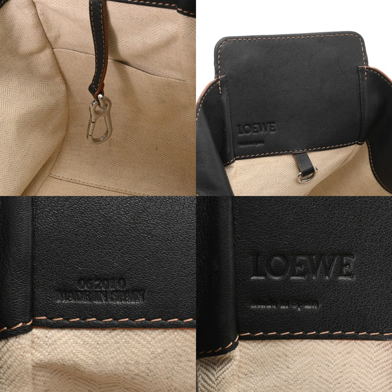 LOEWE ロエベ ハンモック ドローストリング  ベージュ/ブラック レディース レザー ショルダーバッグ ABランク 中古 銀蔵