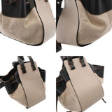 LOEWE ロエベ ハンモック ドローストリング  ベージュ/ブラック レディース レザー ショルダーバッグ ABランク 中古 銀蔵