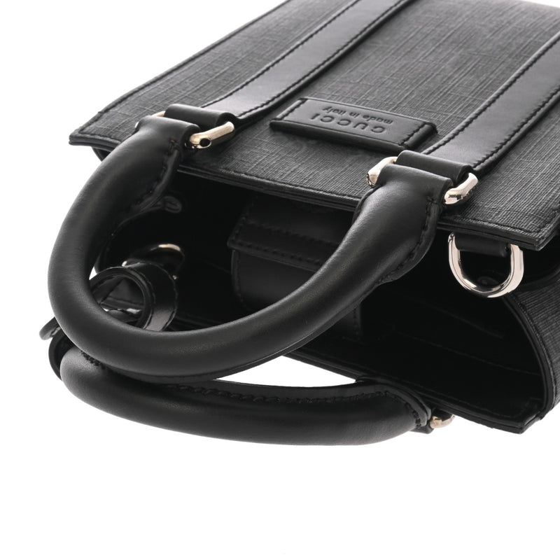 GUCCI グッチ 2WAY ミニ トートバッグ ブラック 696010 ユニセックス GGスプリームキャンバス レザー ショルダーバッグ Aランク 中古 銀蔵