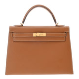 HERMES エルメス ケリー 32 外縫い 2WAY ゴールド A刻印(2017年頃) レディース ヴォーエプソン ハンドバッグ Aランク 中古 銀蔵