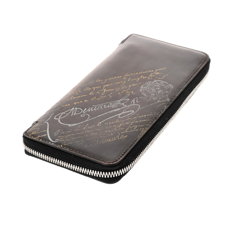 BERLUTI ベルルッティ カリグラフィ ラウンドファスナー ダークブラウン - メンズ レザー 長財布 Aランク 中古 銀蔵