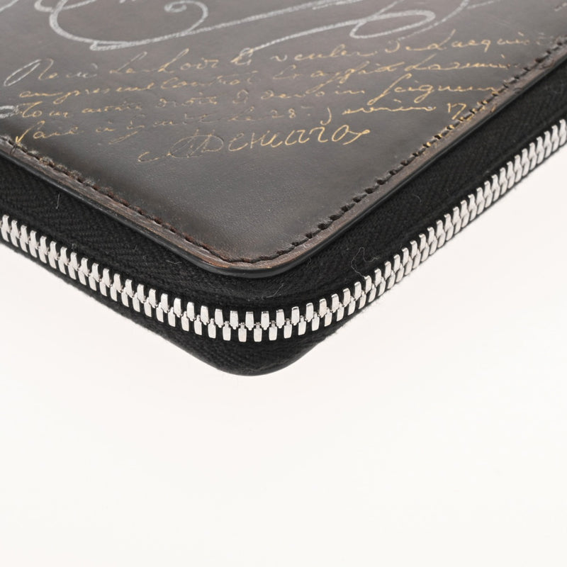 BERLUTI ベルルッティ カリグラフィ ラウンドファスナー ダークブラウン - メンズ レザー 長財布 Aランク 中古 銀蔵