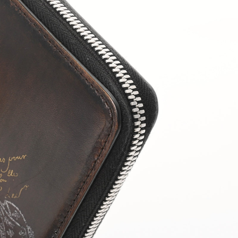 BERLUTI ベルルッティ カリグラフィ ラウンドファスナー ダークブラウン - メンズ レザー 長財布 Aランク 中古 銀蔵