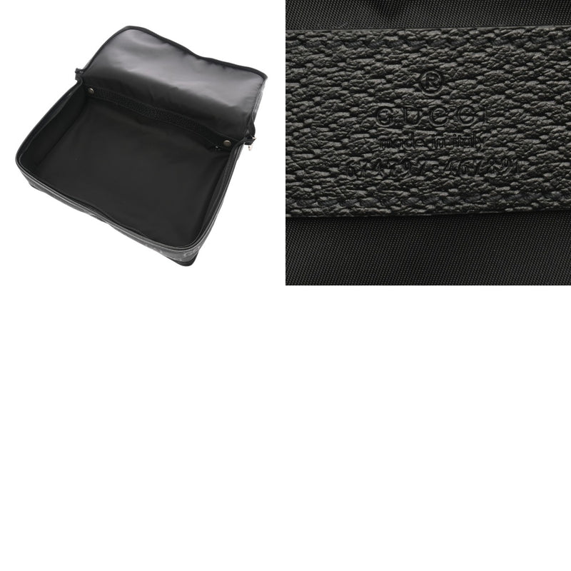 GUCCI グッチ トラベルポーチ  ブラック シルバー金具 674797 ユニセックス ナイロン レザー ウエストバッグ ABランク 中古 銀蔵