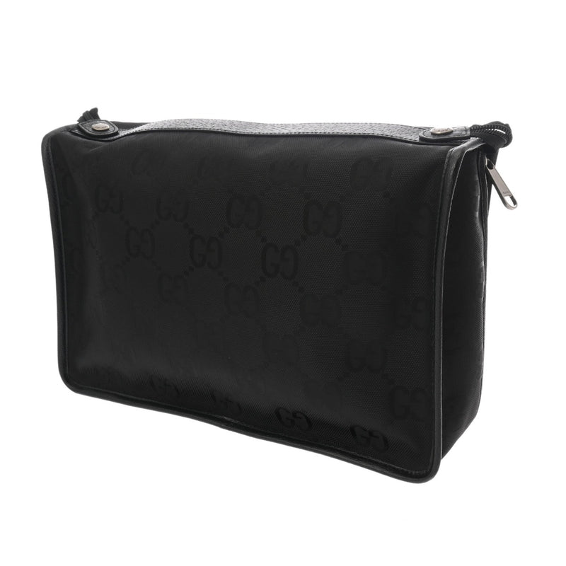 GUCCI グッチ トラベルポーチ  ブラック シルバー金具 674797 ユニセックス ナイロン レザー ウエストバッグ ABランク 中古 銀蔵