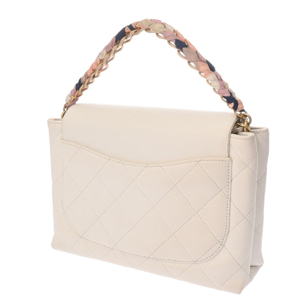 CHANEL シャネル マトラッセ 2WAYチェーンショルダー  ホワイト レディース キャビアスキン ショルダーバッグ ABランク 中古 銀蔵