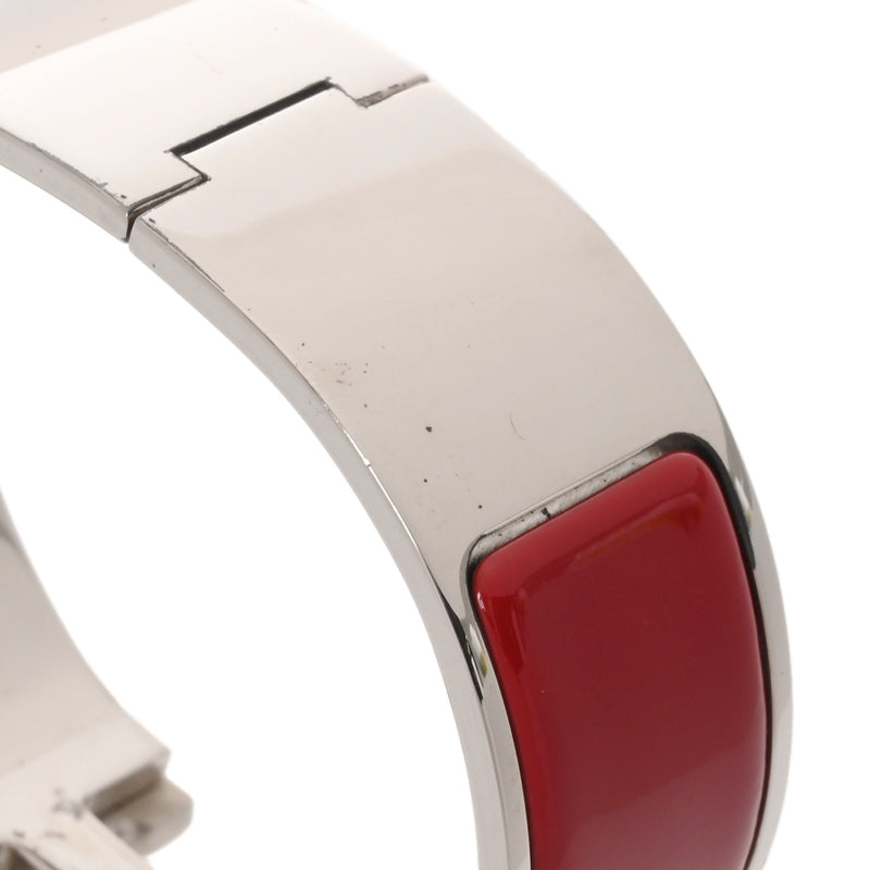HERMES エルメス クリッククラック GM レッド レディース シルバー金具 ブレスレット ABランク 中古 銀蔵