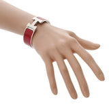 HERMES エルメス クリッククラック GM レッド レディース シルバー金具 ブレスレット ABランク 中古 銀蔵