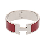 HERMES エルメス クリッククラック GM レッド レディース シルバー金具 ブレスレット ABランク 中古 銀蔵