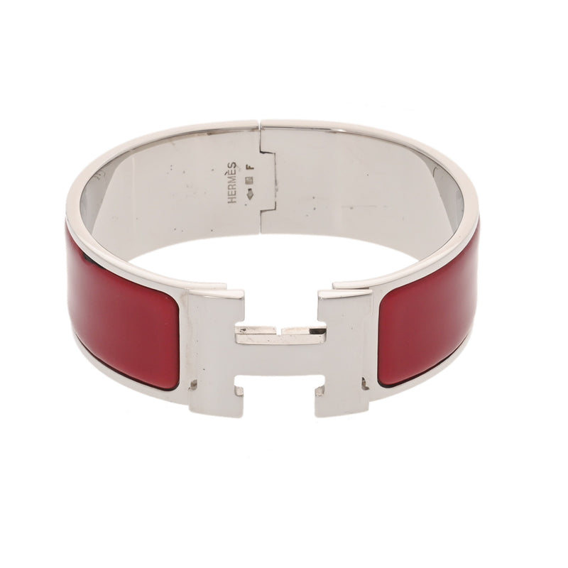 HERMES エルメス クリッククラック GM レッド レディース シルバー金具 ブレスレット ABランク 中古 銀蔵
