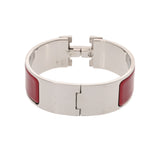 HERMES エルメス クリッククラック GM レッド レディース シルバー金具 ブレスレット ABランク 中古 銀蔵