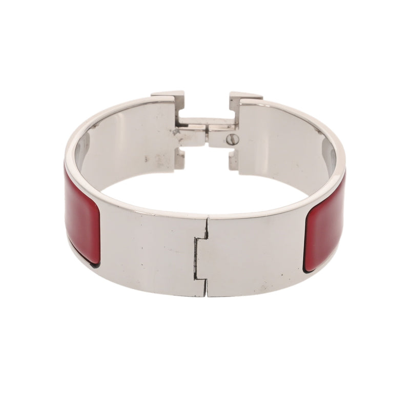 HERMES エルメス クリッククラック GM レッド レディース シルバー金具 ブレスレット ABランク 中古 銀蔵