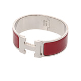 HERMES エルメス クリッククラック GM レッド レディース シルバー金具 ブレスレット ABランク 中古 銀蔵