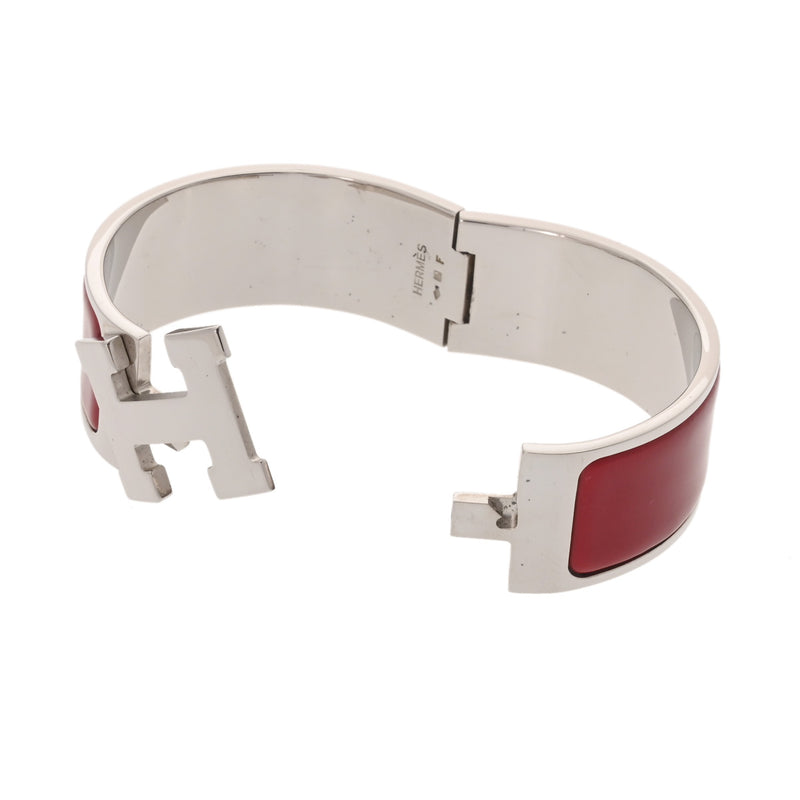 HERMES エルメス クリッククラック GM レッド レディース シルバー金具 ブレスレット ABランク 中古 銀蔵
