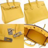 HERMES エルメス バーキン 25 ジョーヌナプル B刻印(2023年頃) レディース ヴォースイフト ハンドバッグ ABランク 中古 銀蔵