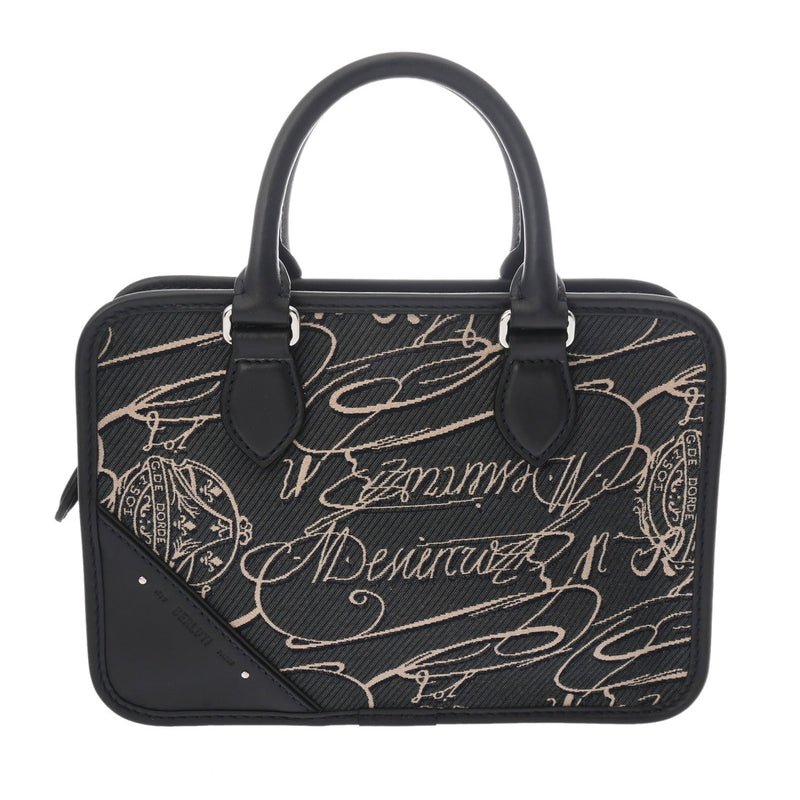 BERLUTI ベルルッティ アンジュール ガリバー  ネイビー メンズ キャンバス レザー ハンドバッグ ABランク 中古 銀蔵