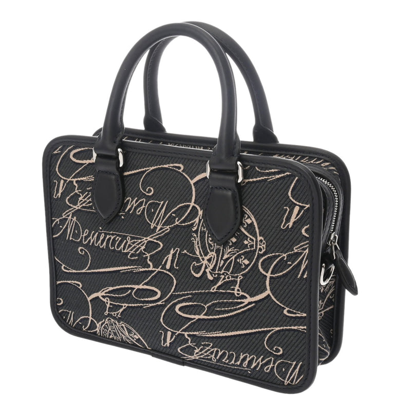 BERLUTI ベルルッティ アンジュール ガリバー  ネイビー メンズ キャンバス レザー ハンドバッグ ABランク 中古 銀蔵