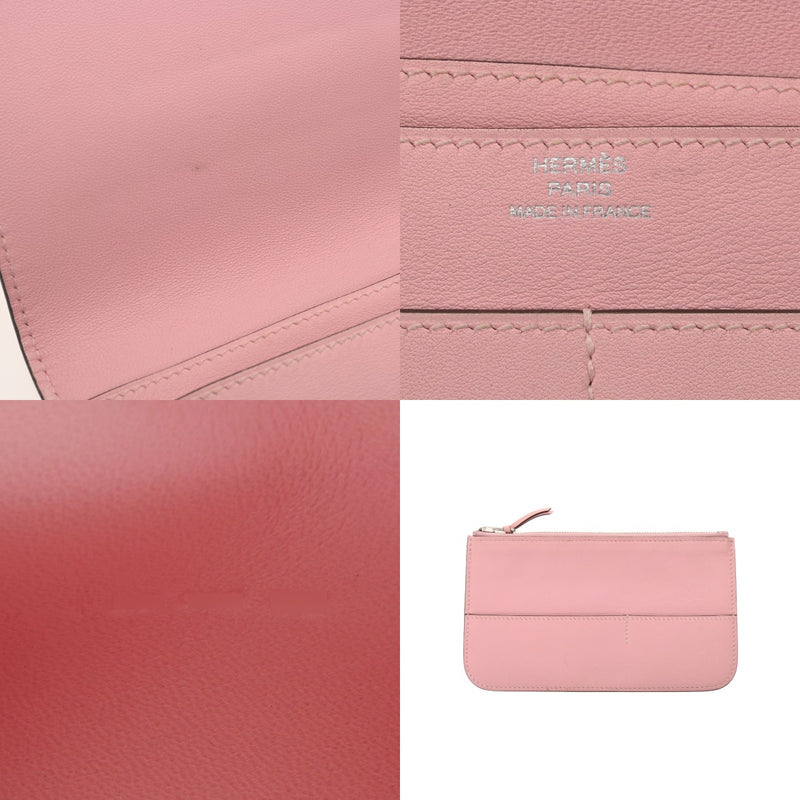 HERMES エルメス ドゴン デュオ ローズサクラ シルバー金具 T刻印(2015年頃) ユニセックス ヴォースイフト 長財布 Bランク 中古 銀蔵