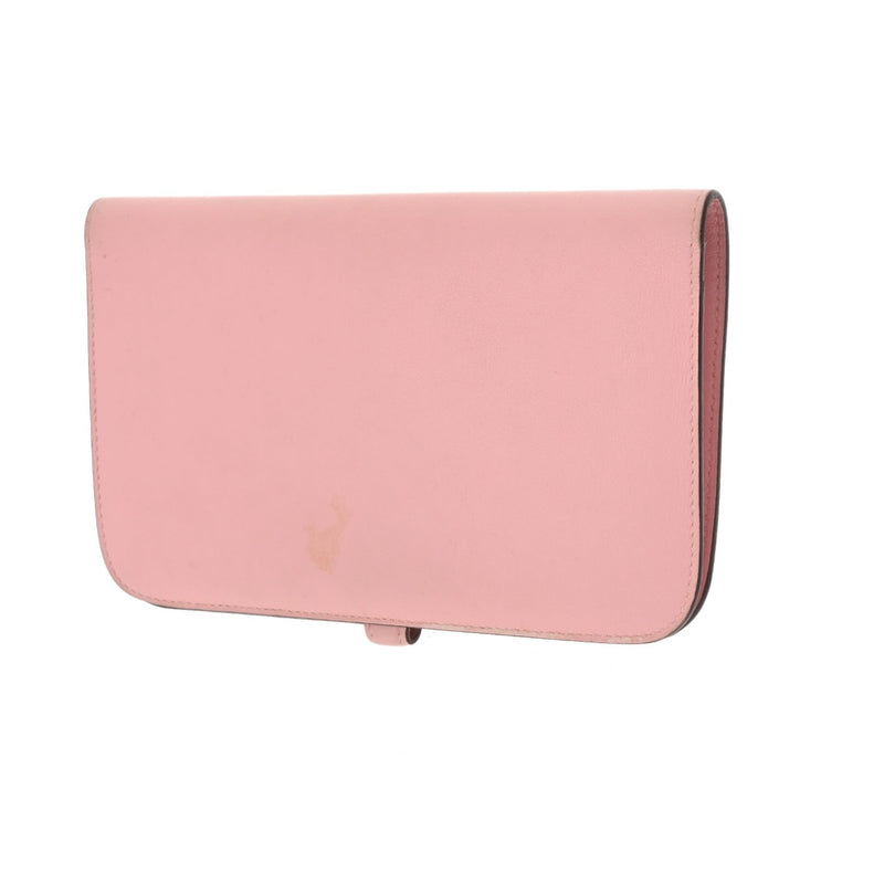 HERMES エルメス ドゴン デュオ ローズサクラ シルバー金具 T刻印(2015年頃) ユニセックス ヴォースイフト 長財布 Bランク 中古 銀蔵