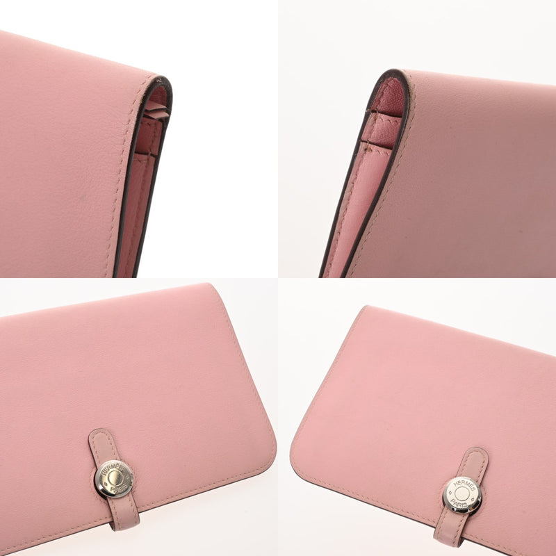 HERMES エルメス ドゴン デュオ ローズサクラ シルバー金具 T刻印(2015年頃) ユニセックス ヴォースイフト 長財布 Bランク 中古 銀蔵