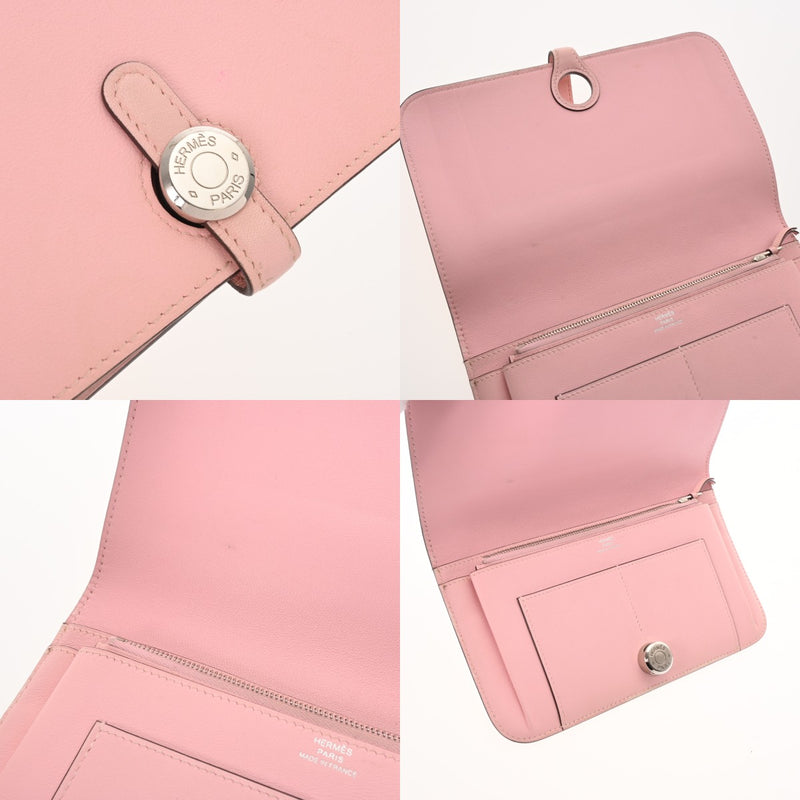 HERMES エルメス ドゴン デュオ ローズサクラ シルバー金具 T刻印(2015年頃) ユニセックス ヴォースイフト 長財布 Bランク 中古 銀蔵
