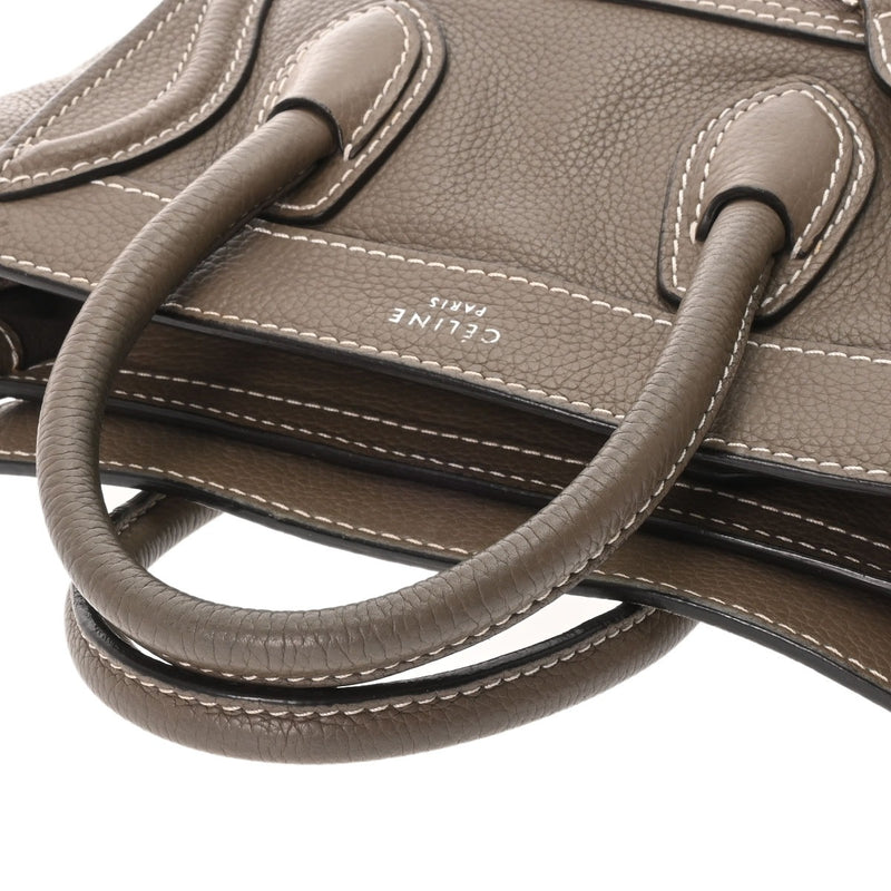 CELINE セリーヌ ラゲージ ナノ 2WAY カーキ 189243 レディース ドラムドカーフ ハンドバッグ Bランク 中古 銀蔵