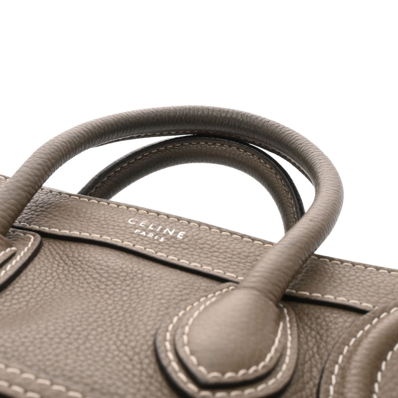 CELINE セリーヌ ラゲージ ナノ 2WAY カーキ 189243 レディース ドラムドカーフ ハンドバッグ Bランク 中古 銀蔵