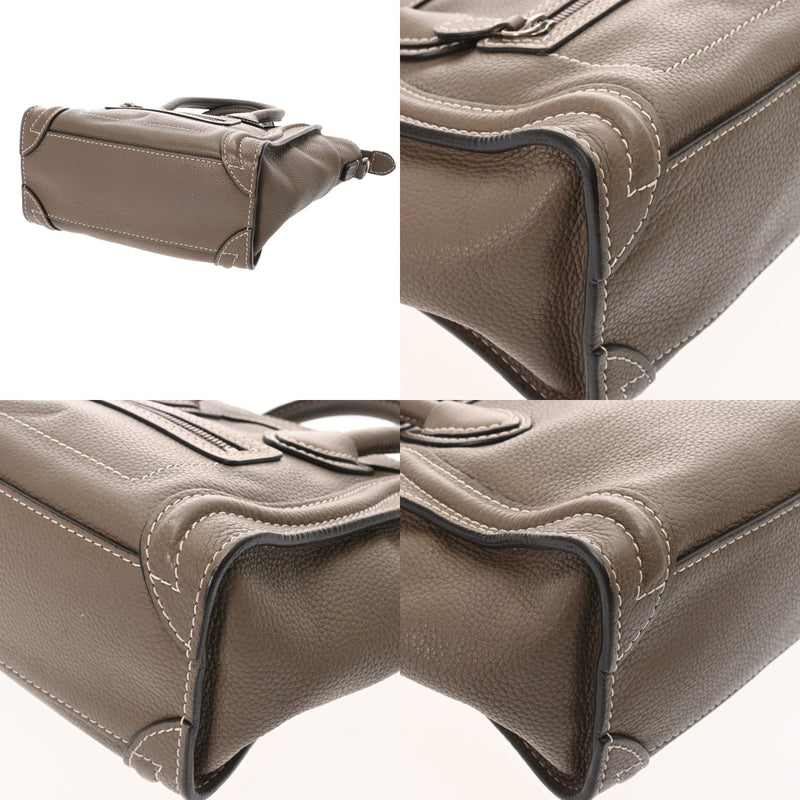 CELINE セリーヌ ラゲージ ナノ 2WAY カーキ 189243 レディース ドラムドカーフ ハンドバッグ Bランク 中古 銀蔵