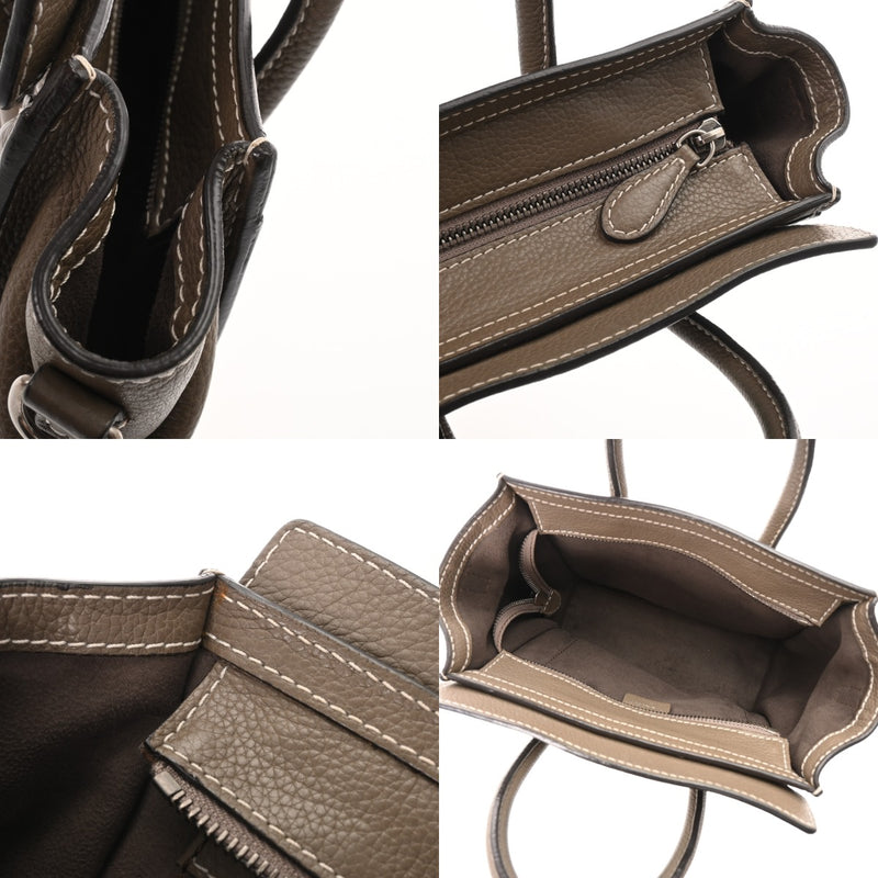 CELINE セリーヌ ラゲージ ナノ 2WAY カーキ 189243 レディース ドラムドカーフ ハンドバッグ Bランク 中古 銀蔵