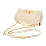 CHRISTIAN DIOR クリスチャンディオール CARO ミディアム チェーンショルダー ホワイト レディース レザー ショルダーバッグ Bランク 中古 銀蔵