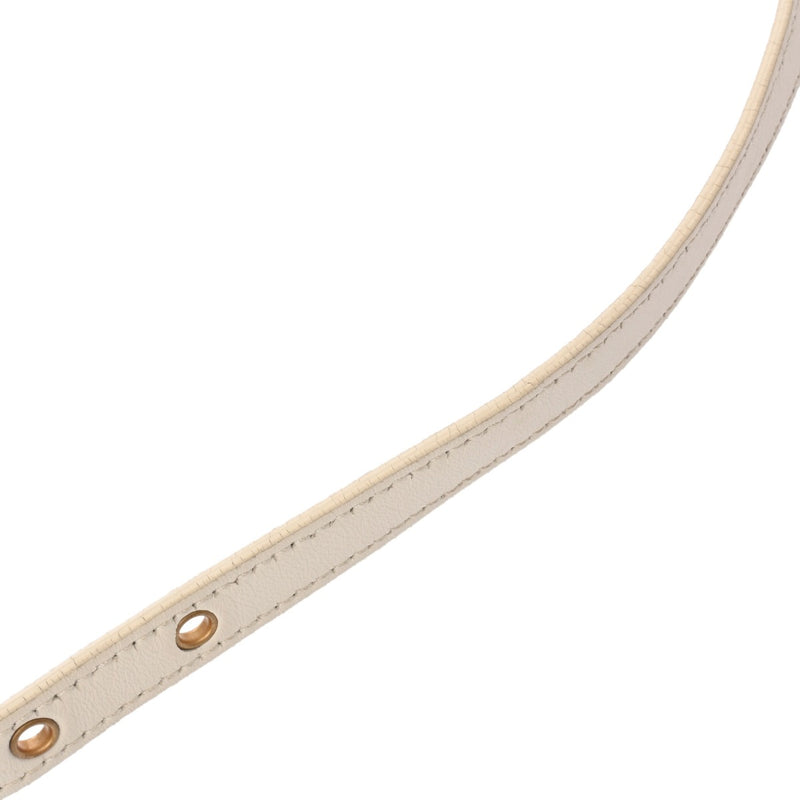 CHRISTIAN DIOR クリスチャンディオール CARO ミディアム チェーンショルダー ホワイト レディース レザー ショルダーバッグ Bランク 中古 銀蔵