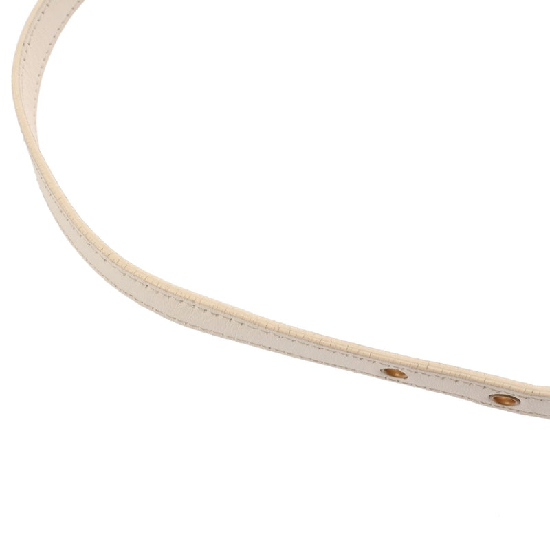 CHRISTIAN DIOR クリスチャンディオール CARO ミディアム チェーンショルダー ホワイト レディース レザー ショルダーバッグ Bランク 中古 銀蔵